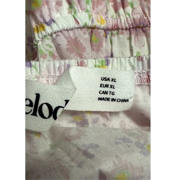 Elodie Pullover Mini Dress Floral Print Puff Sleeve Low Back Pink Size XL NWOT - Picture 7 of 8